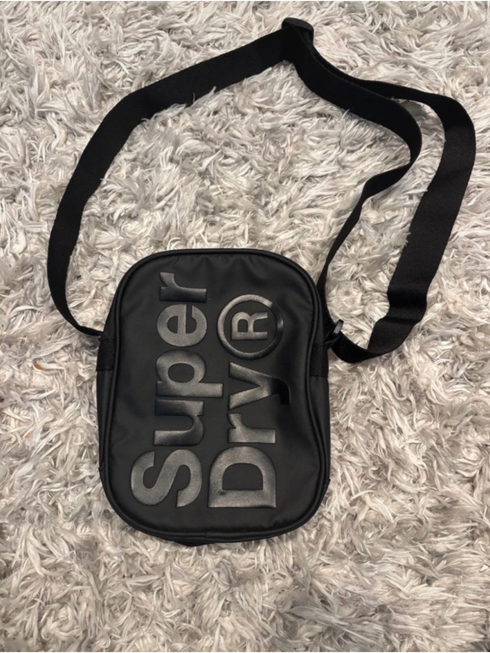 Superdry Black Small Shoulder Crossbody Bag with Raised Logo